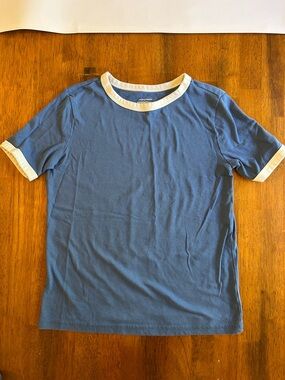 Blue Pajama Top Short-Sleeve Ringer PJ Shirt | Boy Size 7 | jumping beans